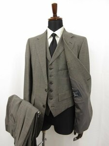 HH[ Burberry zBURBERRYS*] wool 100% single 2 button 3 piece suit ( men's ) sizeAB5 brown group weave pattern #27RMS7543