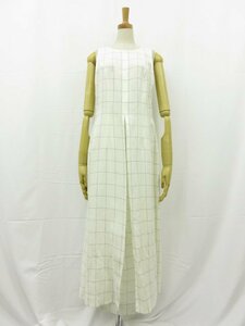  beautiful goods [joru geo Armani ]1SHVA086 T02FNlinen100% maxi height check pattern One-piece ( lady's ) size36 white series made in Italy #17LO3245#