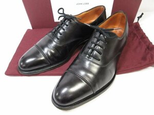 HH 超美品 【ジョンロブ JOHN LOBB】 LANSTON キャップトゥ ドレスシューズ 紳士靴 (メンズ) 6E1105 黒系 ミュージアムカーフ？ ■18HT2352