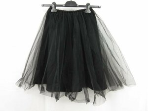 超美品【CROLLA クローラ】 チュール ギャザーフレアースカート AE078-77201 (レディース) size38 ブラック ■5LF3465■