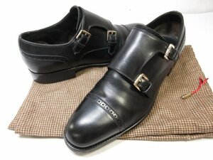 【ブリオーニ Brioni】 パンチドキャップトゥ ダブルモンクストラップシューズ 紳士靴 (メンズ) EU8 ブラック ■18MZA4520■