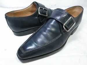 美品【ステファノビ STEFANOBI for ISETAN】 ベルトシューズ ドレスシューズ 紳士靴 (メンズ) size7.5 ネイビー系 ■18MZA4536■