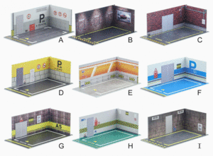 1/24 9種類選択 ■ ジオラマ ミニカー 駐車 パーキング ガレージ スペース キット ■ 合金 ミニカー 駐車場 シミュレーション 1/24 F076