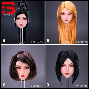 4種選択 アクションフィギュア 汎用 カスタム 交換ヘッド 1/6 女性 ロングヘア ショートヘア アジア人 ブラウン クール PVC フェイス G140