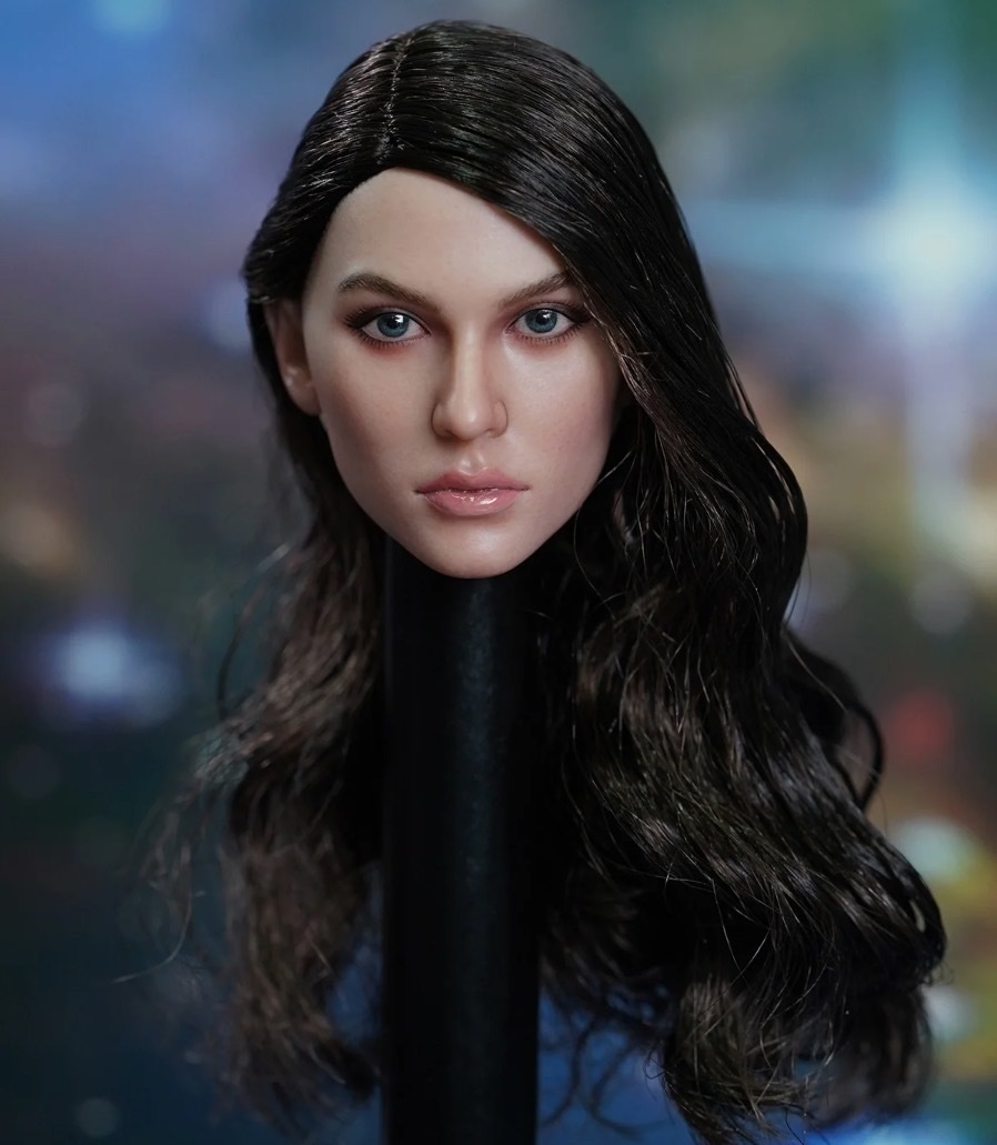 Price adjustment 1/6 Action Figure General Purpose Custom Replacement Head 1/6 Female Long Foreign Black Hair Brown Heroine PVC Face G079, doll, character doll, custom doll, others