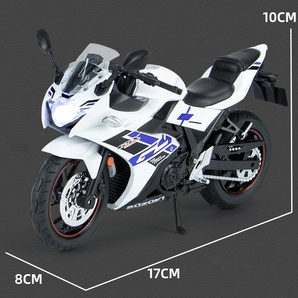 価格調整 完成品 バイク ミニカー 合金 1/12スケール SUZUKI GSX250R スズキ オートバイ 可動 ホワイト サウンド ライト G119の画像4