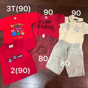 ベビー服(80、90)男の子　まとめ売り6点　Tシャツ4点、ポロシャツ1点、ハーフパンツ1点