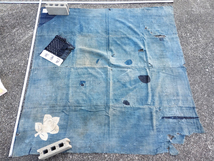 010L 古布 藍染 木綿 無地 風呂敷 natural Indigo dye 着物リメイク 襤褸 ぼろ BORO 刺し子 パッチワーク シーツ 洋服 等に_画像7