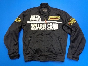 13409■美品 YELLOW CORN イエローコーン ライディング ライダース ジャケット 黒 ブラック メッシュ サイズ M