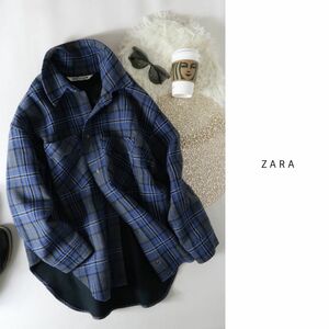 ザラ ZARA☆オーバーサイズ チェックシャツジャケット USA Sサイズ☆C-K0220