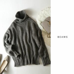 ビームス BEAMS☆アルパカ混 オーバーサイズ エドワードオフネックプルオーバー フリーサイズ☆C-K 0105