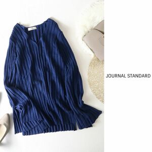 ジャーナルスタンダード JOURNAL STANDARD☆フレアースリット袖 ワイドリブVネックニット フリーサイズ☆A-O 4795