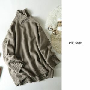 1万☆ミラオーウェン Mila Owen☆ウールカシミヤ タートルルーズニット フリーサイズ☆A-O 0491