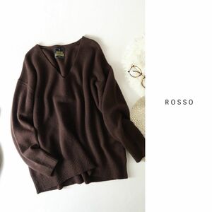 1.1万☆ロッソ ROSSO/アーバンリサーチ☆ハミルトンラムズウールVネックニット フリーサイズ☆A-O 0396