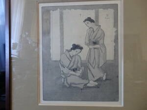 珍品　藤田嗣治　銅版画　お梅さんの三度目の青春（マダムプリュンヌ）製本前の試し刷り