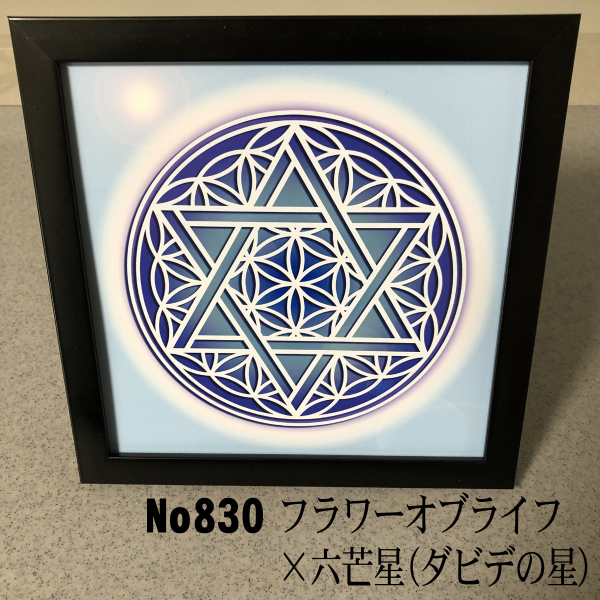 ★Flower of Life x Hexagram (Star of David) Sacred Geometric Pattern with Simple Frame NO830★, Handmade items, interior, miscellaneous goods, ornament, object