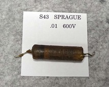 SPRAGUE .01 600V (S43) Vintage 【定額出品】ワックスモールドペーパーコンデンサ スプラグ WAX 【1940年代】_画像2