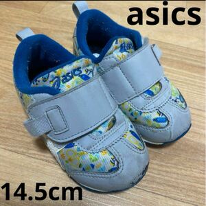 asics Disney スニーカー　14.5cm グレー　ブルー　サッカー