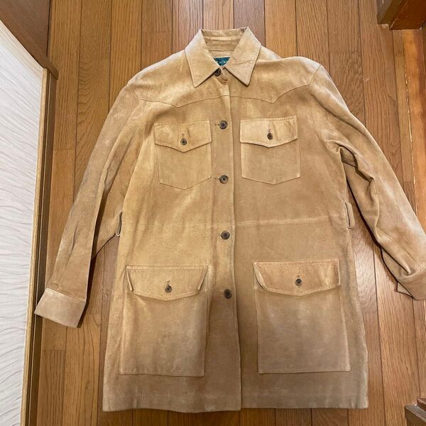 【値下げ】LAUREN ラルフローレン 本革 ビンテージ スエード カバーオール ジャケット