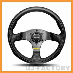 [ regular goods!]MOMO steering gear tea m30φ(300mm model )* black leather / black spoke [T-1002]