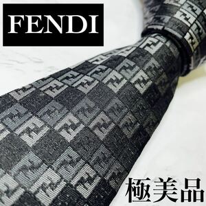 極美品FENDI ネクタイ 近年モデル ズッカ柄 デカズッカ 刺繍 定番