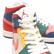 ナイキ 28.5cm US11.5 ウィメンズ エア ジョーダン 1 ミッド SE ブルー レッド NIKE WMNS AIR JORDAN 1 MID SE マルチカラー 天然皮革_画像8