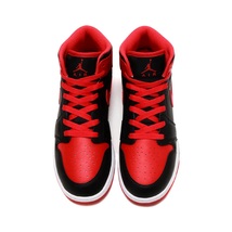 ナイキ 24cm US 6Y エア ジョーダン 1 ミッド GS ブラック レッド 税込定価13750円 NIKE AIR JORDAN 1 MID GS キッズ 子供靴_画像2