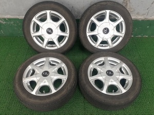 社外アルミホイール 13x4.5J +45 PCD100.110.114.3 4穴マルチ ダンロップ エナセーブ 155/65R13 4本セット 中古 売切!!