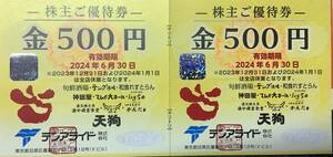 【送料無料】テンアライド 株主優待券 1000円分【2024年6月30日迄】