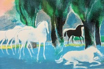 真作 ポール・ギヤマン 大判リトグラフ「樹下の群馬」画寸65×46cm 仏人作家 爽やかな色調に自然豊か穏やかなひと時を感じる ギアマン 8431_画像6