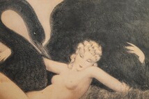 ルイ・イカール オフセット「Leda and the Swan」画寸78×50cm 妖艶な魅力を複雑な技巧に手彩色を加え生き生きした圧倒的迫力と芸術性 8461_画像6