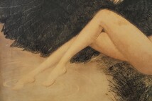 ルイ・イカール オフセット「Leda and the Swan」画寸78×50cm 妖艶な魅力を複雑な技巧に手彩色を加え生き生きした圧倒的迫力と芸術性 8461_画像5