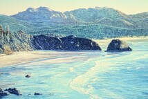 真作 デイビッド・ガエーゴス シルクスクリーン「オレゴンコースト」画寸 49×33cm 長く続く太平洋の海岸線の雄大な眺めは比類なき美 8509_画像7