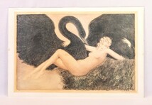ルイ・イカール オフセット「Leda and the Swan」画寸78×50cm 妖艶な魅力を複雑な技巧に手彩色を加え生き生きした圧倒的迫力と芸術性 8461_画像2