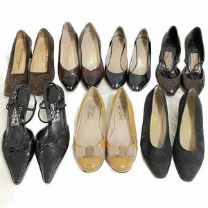 1円 フェラガモ レディースシューズ 7点 まとめ セット売り パンプス ヒール 靴 ドレス ブランド 卸 salvatore ferragamo