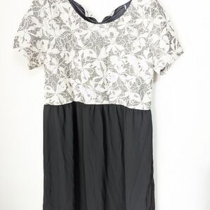 切り替えチュニック ワンピース チュニック 半袖 上品 おしゃれ 花柄