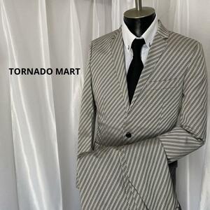 TORNADO MART 総裏 2つボタン シルバーストライプ L 綿 スーツ