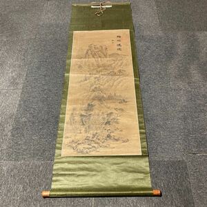 【模写】掛軸 紙本 書 中国 山水 箱無 同梱可能 No.2397