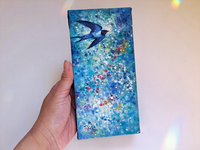 Tsubasa KATOU MINI Size Oil Painting Morning Star / Painting Oil Painting Swallow Framed, painting, oil painting, animal drawing