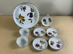 ◆FM86 ロイヤルウースター 食器 8点まとめ　ROYAL WORCESTER イヴシャムゴールド　プレート　小皿　グラタン皿　金彩　金縁◆T