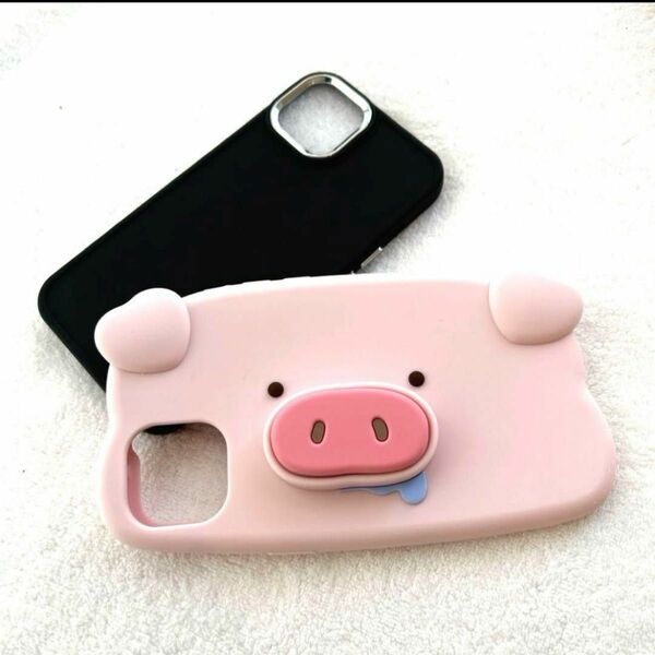 iPhone14 ケース　シリコン　豚　ポップアップ　スタンド付き　ピンク iPhone 14専用　アイフォン スマホケース