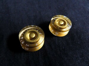 ★Speed knob／スピードノブ Gold/ゴールド/金色◆コントロール・ノブ ２個SET ミリサイズ／Gibson レスポールなどに