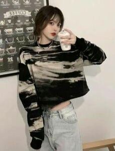  Thai large bleach short sweatshirt 