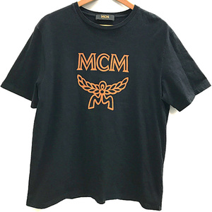 エムシーエム Tシャツ 半袖 丸首 クールネック 黒 ブラック メンズ レディース メンズLくらい 綿 コットン100％ 中古 美品 古着 MCM