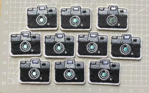 10個組 カメラワッペン 刺繍 シール ワッペン アップリケ ワンポイント