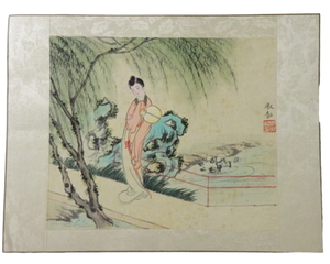 Art hand Auction 中国画周书绍丝绸水墨画仅宫廷侍女风俗 39X29.5 人物画中国画家手绘水墨画中国艺术水墨水彩 0128, 绘画, 日本画, 人, 菩萨