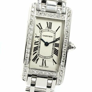  Cartier CARTIER W2601956 Tank American SM K18WG after diamond bezel quartz lady's box attaching _791191