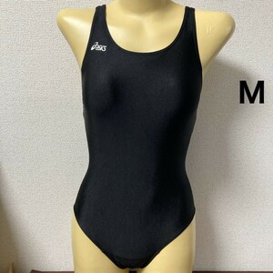 C285アシックス♪ストレッチ♪シンプル光沢ブラック女子競泳水着♪アンダーやコレクションや撮影会にも♪サイズM