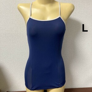 C331ストレッチ♪1円スタート！白パイピングマットネイビーの旧タイプ女子スクール水着♪アンダーやコレクションや撮影会にも♪サイズL