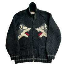 Vintage Cowichan Sweater カウチン セーター スウェット カーディガン ヴィンテージ ビンテージ ウルフ 狼 ハスキー アラスカ カナタ_画像1